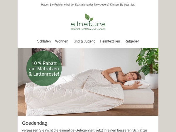 Nur noch bis Freitag: 10 % Rabatt auf Matratzen und Lattenroste!