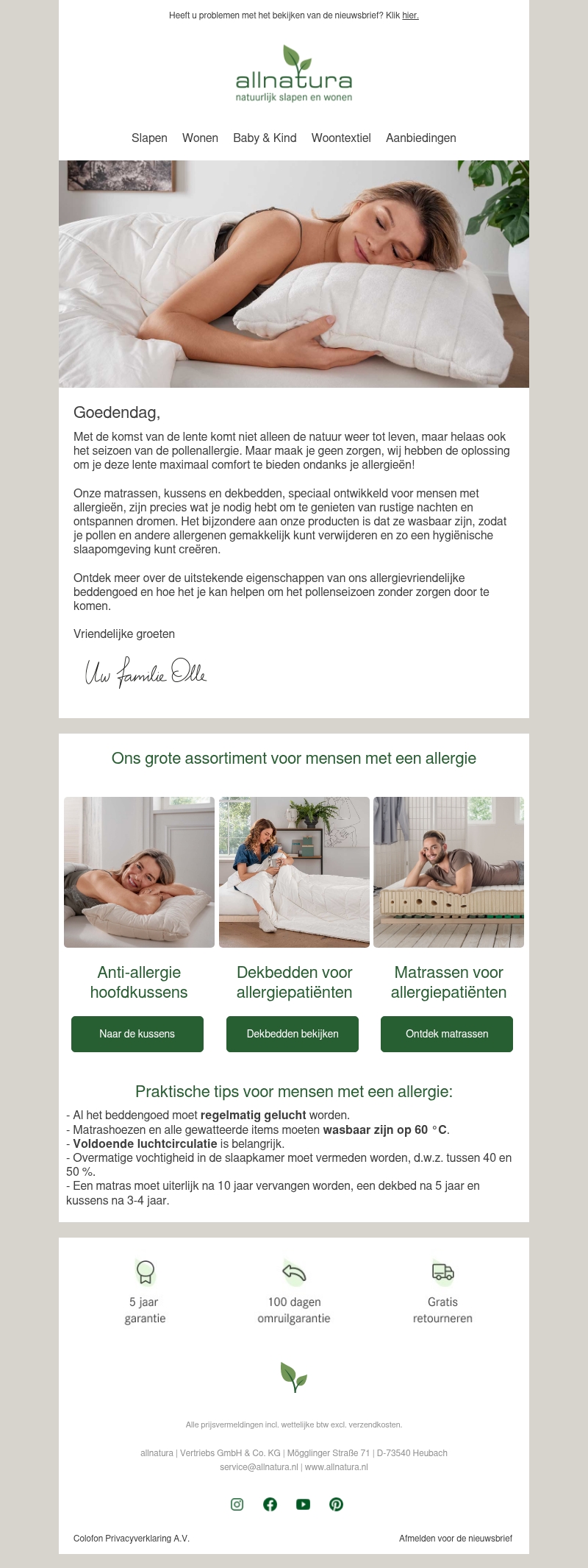 Verfrissende slaap ondanks het pollenseizoen dankzij allnatura! Verfrissende slaap ondanks het pollenseizoen dankzij allnatura!