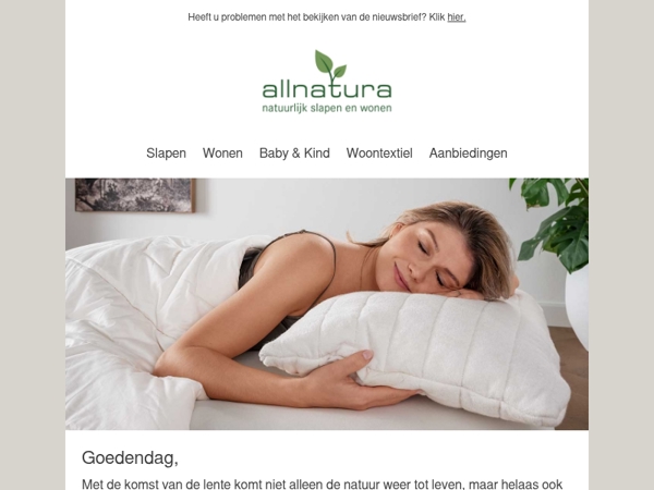 Verfrissende slaap ondanks het pollenseizoen dankzij allnatura!
