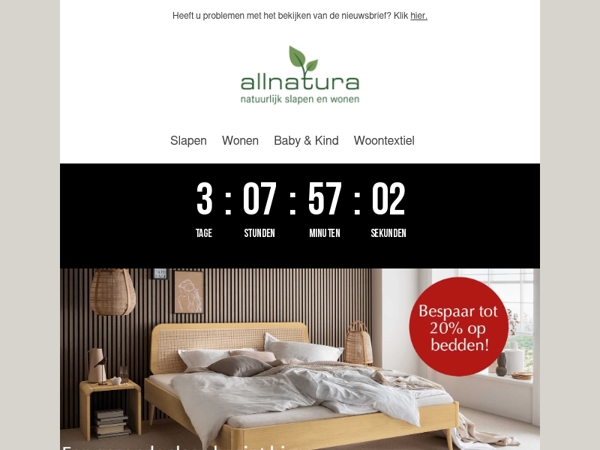 Alleen nog tot zondag: tot 20% korting op bedden!