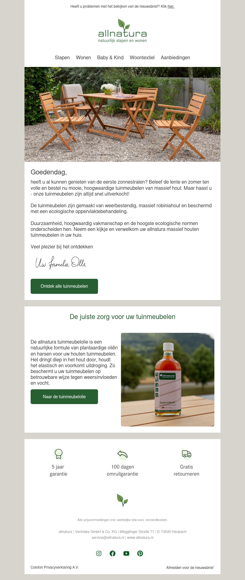 Het loont om snel te zijn: tuinmeubelen van allnatura! Het loont om snel te zijn: tuinmeubelen van allnatura!