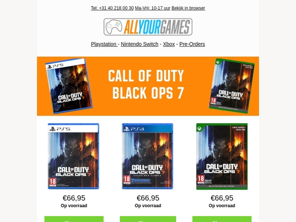 Op voorraad: Call of Duty Black Ops 7, Anno 117, Dragon Ball en Rennsport!