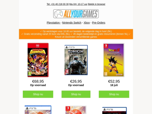 Op voorraad: Donkey Kong Bananza & Robocop!