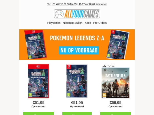 Op voorraad: Pokemon Legends Z-A!