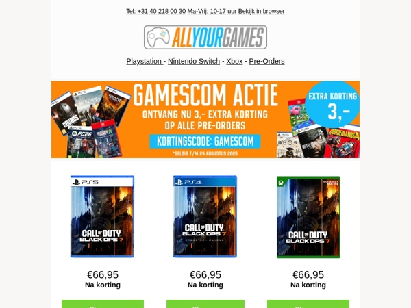 GAMESCOM: Extra korting op alle pre-orders!