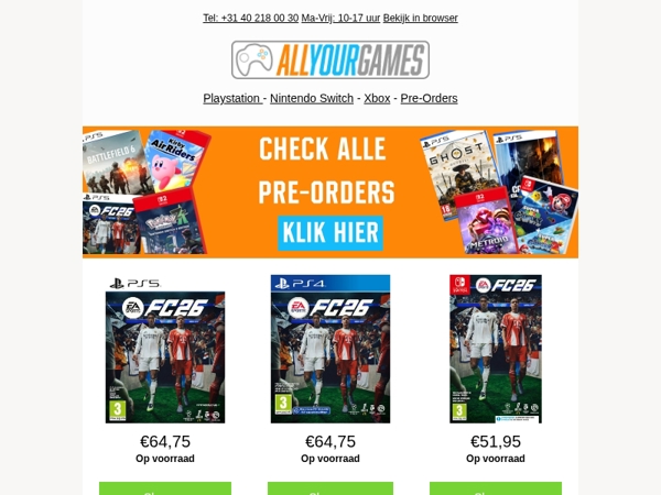 Op voorraad: FC 26 & Silent Hill f & Sonic Racing!