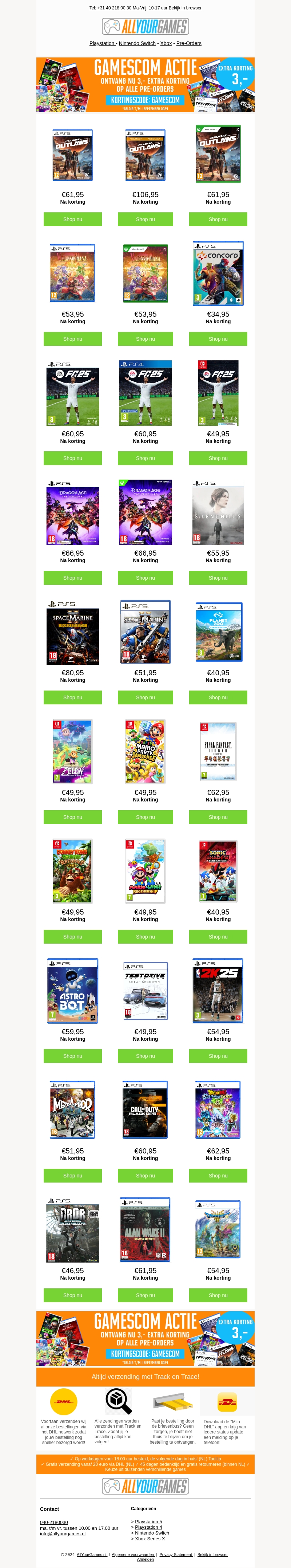 GAMESCOM: Extra korting op alle pre-orders! GAMESCOM: Extra korting op alle pre-orders!