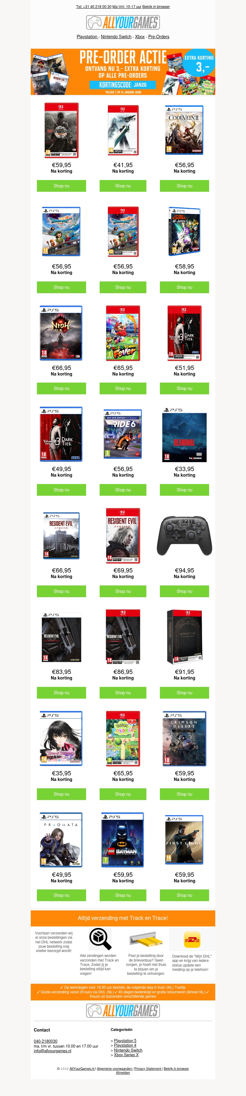 ACTIE: 3 euro extra korting op alle pre-orders! ACTIE: 3 euro extra korting op alle pre-orders!