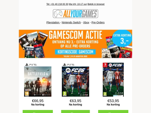 GAMESCOM: Extra korting op alle pre-orders!