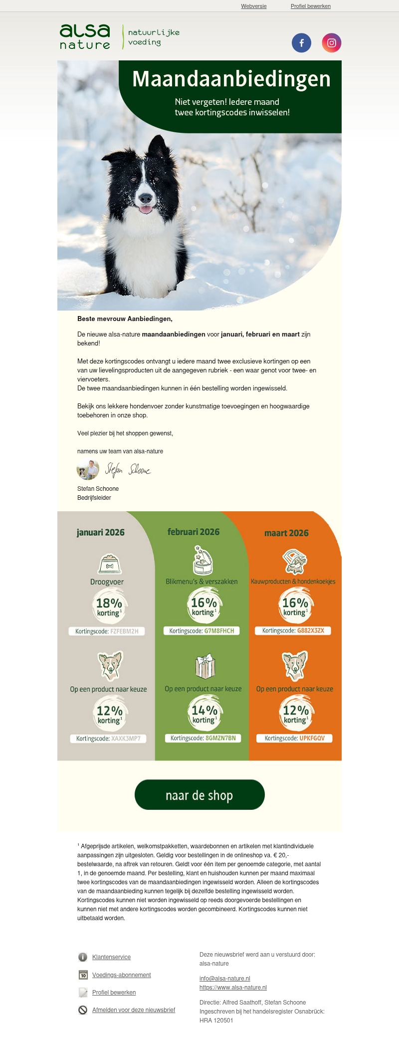 Hierbij uw kortingscodes voor Januari, Februari & Maart Hierbij uw kortingscodes voor Januari, Februari & Maart
