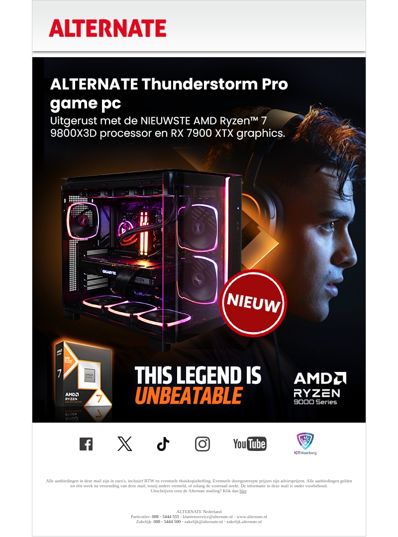 AMD Ryzen 7 9800X3D is nu verkrijgbaar. Game on! AMD Ryzen 7 9800X3D is nu verkrijgbaar. Game on!