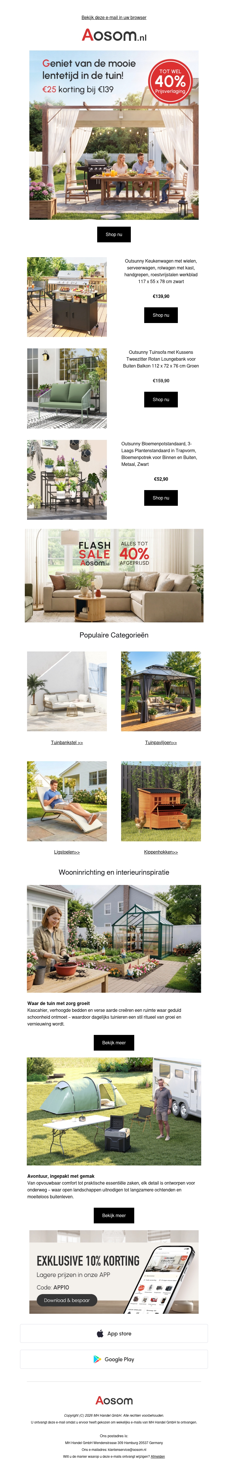 π· Spring Sale: tot 40% korting of 25β¬ extra β geniet met uw gezin in de tuin! π· Spring Sale: tot 40% korting of 25β¬ extra β geniet met uw gezin in de tuin!