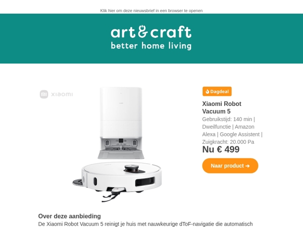 DAGDEAL: Xiaomi 5 Robotstofzuiger 🔥