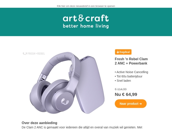DAGDEAL: Fresh 'n Rebel  Clam 2 ANC koptelefoon met gratis powerbank 🎧🔋