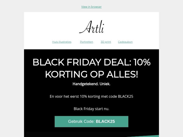 Black Friday begint nu - 10% korting op alles