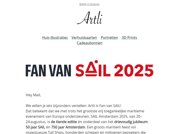 Artli is Fan van SAIL! ⚓ Ontdek onze nieuwe schepenpagina met unieke scheepsillustraties