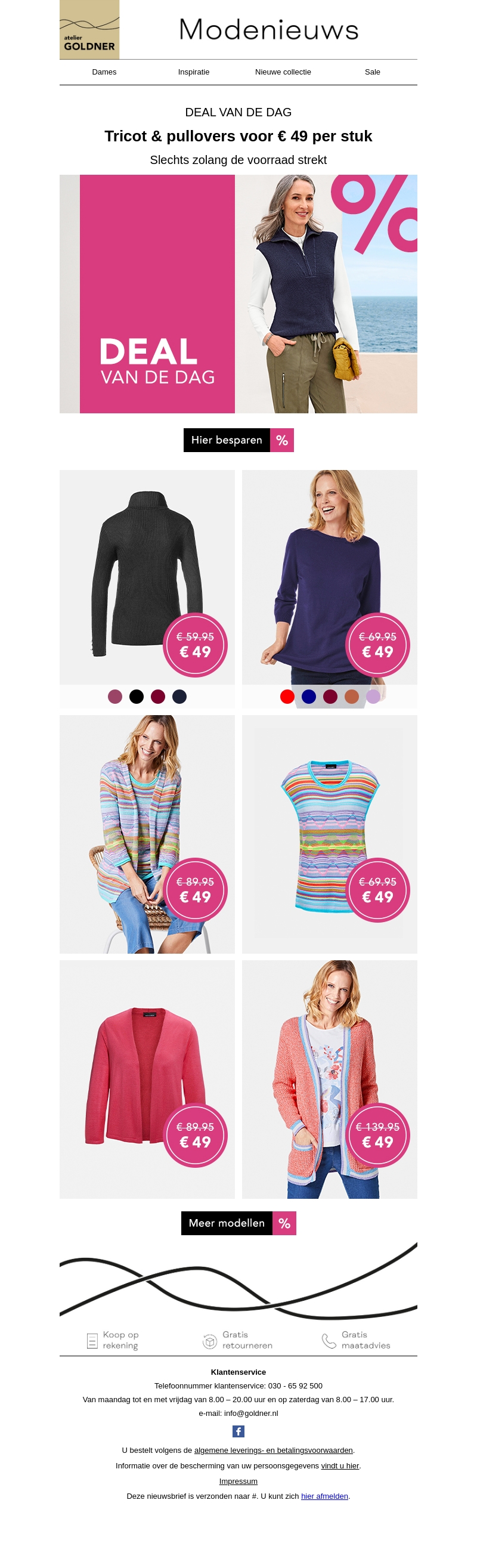 Deal van de dag: tricot & pullovers voor € 49 per stuk Deal van de dag: tricot & pullovers voor € 49 per stuk