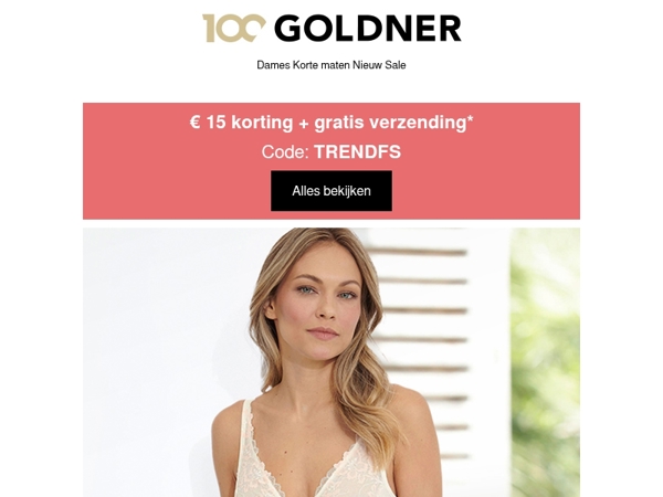 € 15 korting + gratis verzending op uw eerstvolgende bestelling