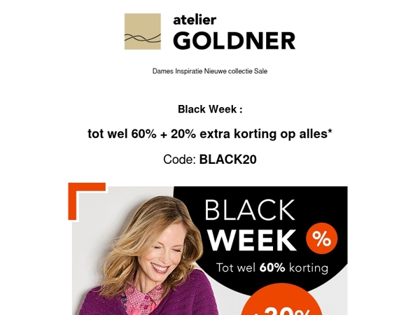 Black Week-aanbiedingen: 60% korting  + 20% extra korting