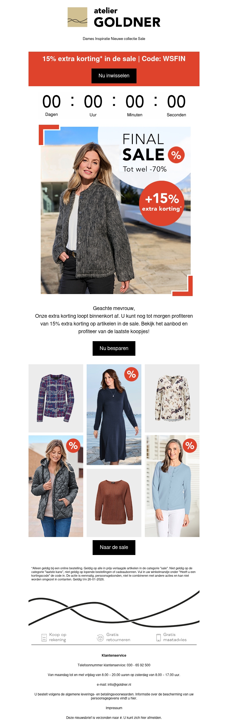 15% extra korting op alle artikelen in de sale 15% extra korting op alle artikelen in de sale