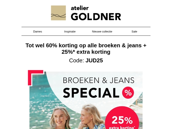 25% extra korting op alle broeken & jeans