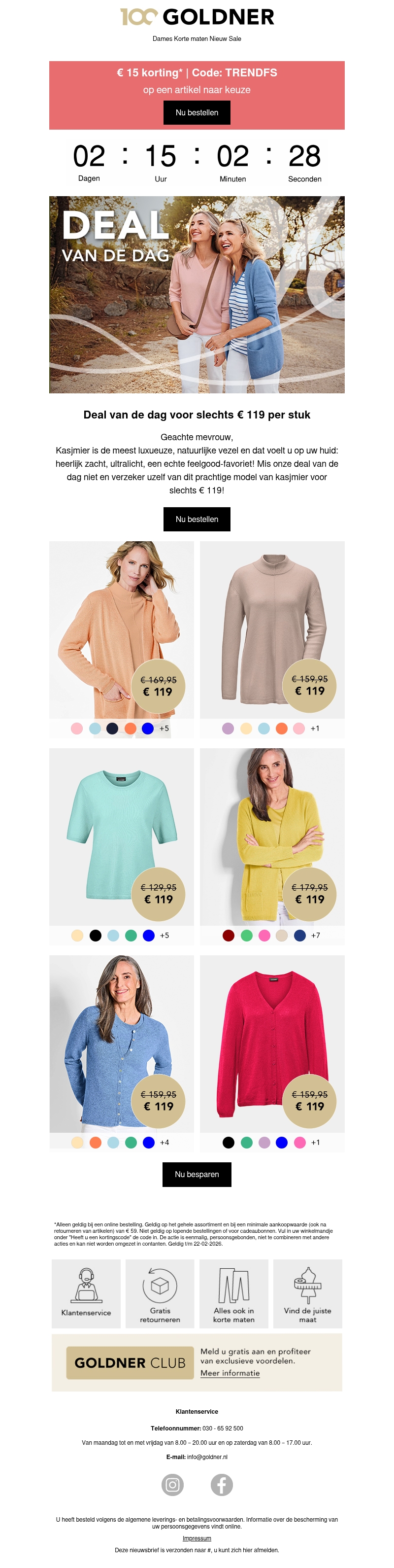 Deal van de dag: kasjmier voor slechts € 119 Deal van de dag: kasjmier voor slechts € 119