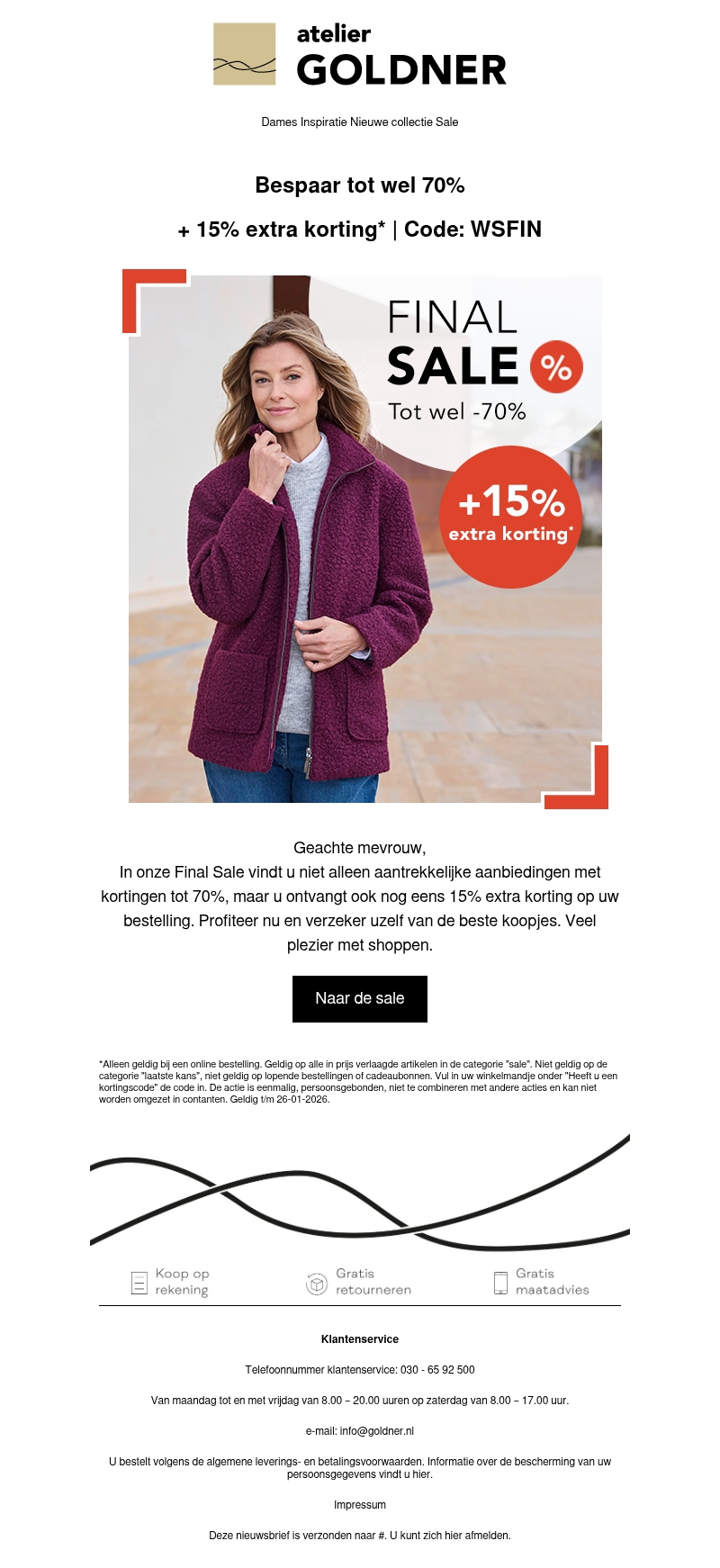 15% extra korting in de Final Sale 15% extra korting in de Final Sale