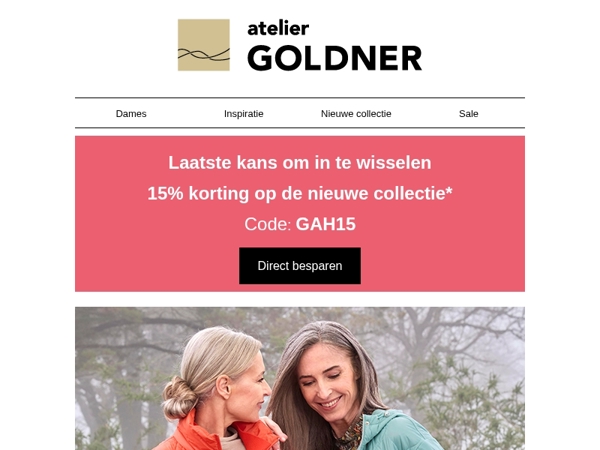 Laatste kans: 15% korting op de nieuwe collectie