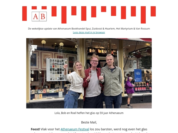 Een jarige boekhandel en Buwalda signeert