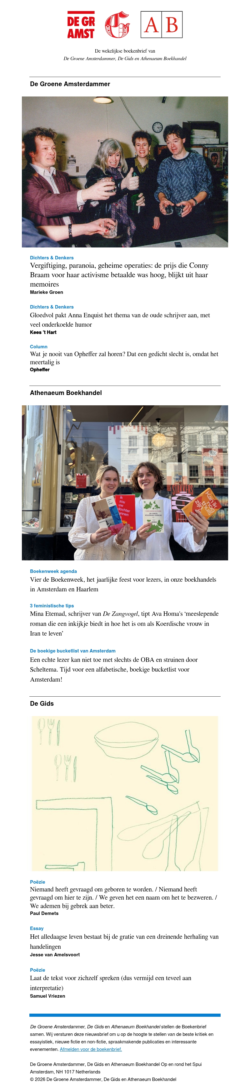 Boekenbrief: Conny Braam's activisme, de nieuwe roman van Anna Enquist zit vol onderkoelde humor, vier de Boekenweek in de boekhandel, en meer Boekenbrief: Conny Braam's activisme, de nieuwe roman van Anna Enquist zit vol onderkoelde humor, vier de Boekenweek in de boekhandel, en meer