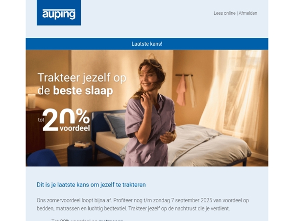 Laatste kans | tot 20% voordeel op jouw beste slaap 💙