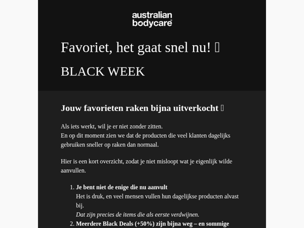 💨 Het gaat snel nu… vooral bij de producten die jij het meest gebruikt