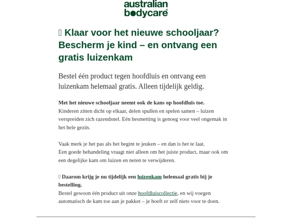 🪮 Terug naar school = hoofdluis? Ontvang een gratis luizenkam bij je bestelling