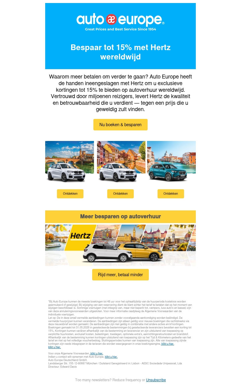 Exclusieve Hertz-aanbieding: bespaar tot 15% wereldwijd Exclusieve Hertz-aanbieding: bespaar tot 15% wereldwijd