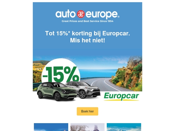 Tot 15%* korting bij Europcar. Mis het niet!