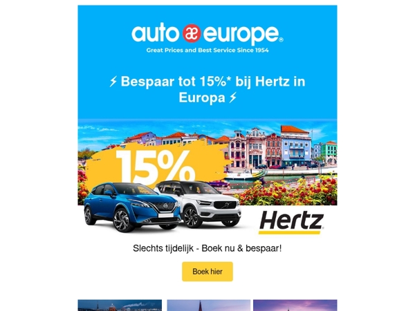 ⚡ Bespaar tot 15%* bij Hertz in Europa ⚡