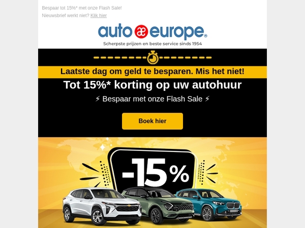 Laatste dag om tot 15% te besparen – Mis het niet!