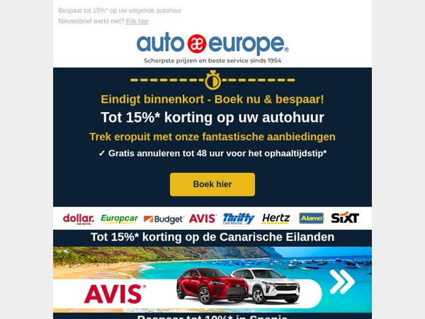 Mis het niet! Boek nu & bespaar tot 15%