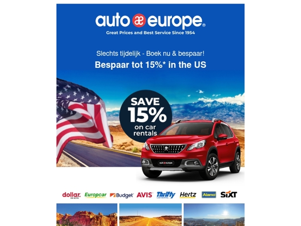 Bespaar tot 15%* in the US