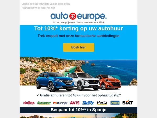 Bespaar tot 10% op uw volgende autohuur!
