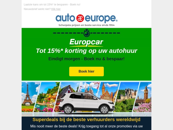 Bespaar tot 15% bij Europcar - Mis het niet!
