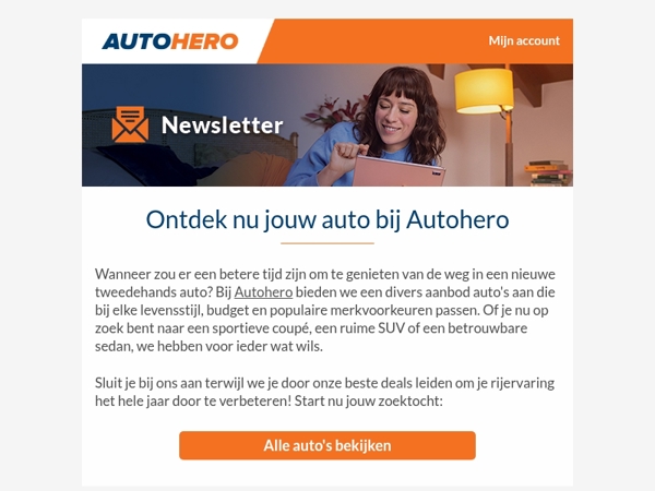 Start je zoektocht naar een nieuwe auto met Autohero!!