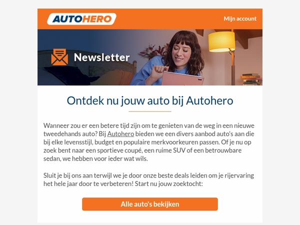 Start je zoektocht naar een nieuwe auto met Autohero!!