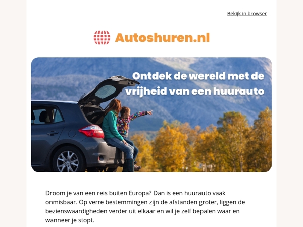 Verder weg? Regel je huurauto vooraf