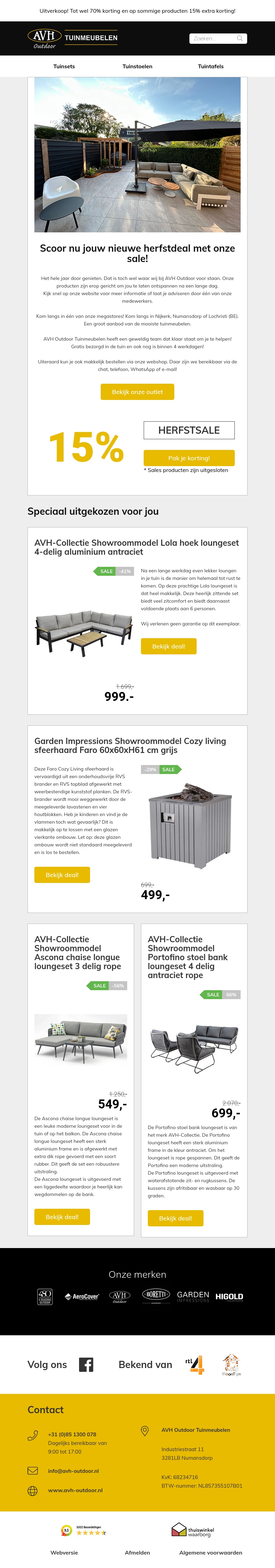 Uitverkoop - Tot wel 70% korting bij AVH-Outdoor 🌞. Wees er snel bij! Uitverkoop - Tot wel 70% korting bij AVH-Outdoor 🌞. Wees er snel bij!