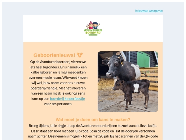 🐮 Help jij ons kalf je aan een naam? Maak kans op een kinderfeestje!