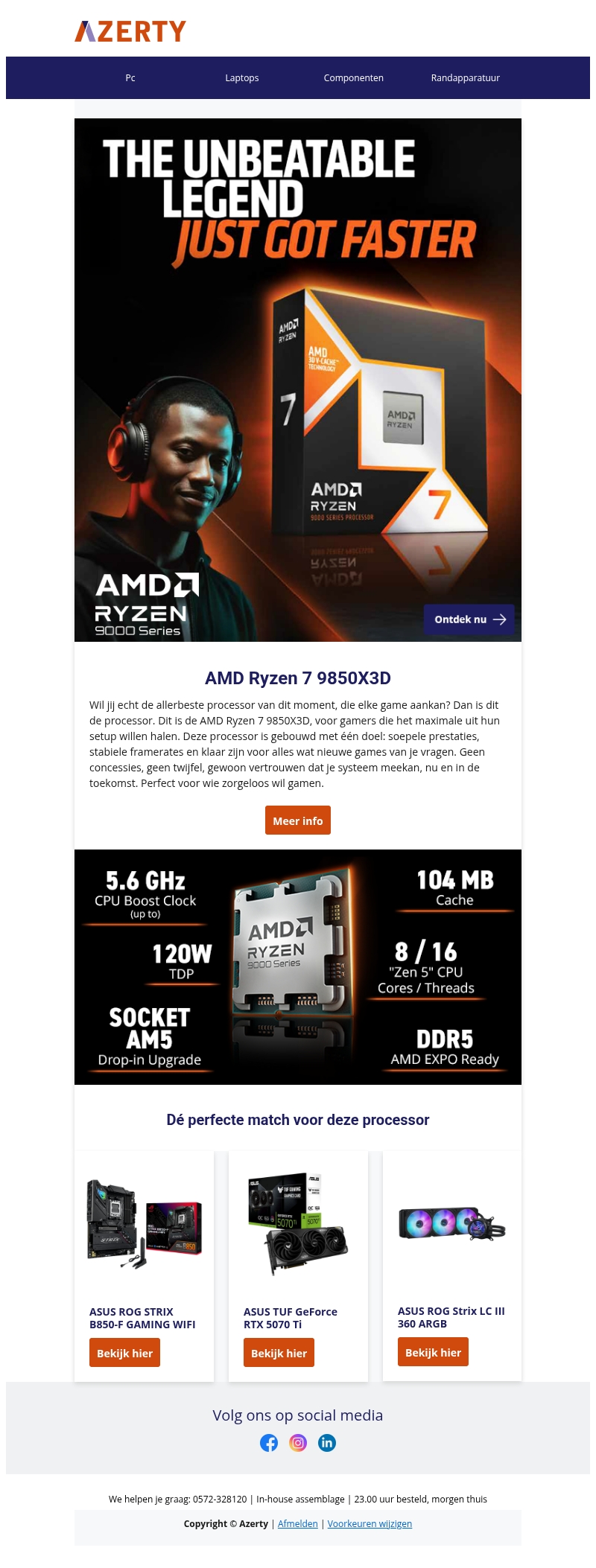 De nieuwe AMD Ryzen 7 9850X3D De nieuwe AMD Ryzen 7 9850X3D