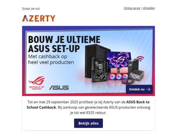 Cashback op heel veel ASUS producten