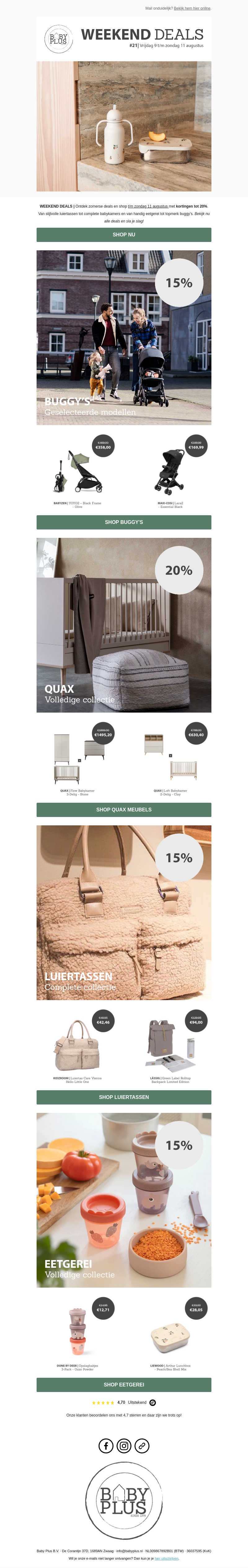 Weekend Deals 📆 Tot 20% KORTING op babyartikelen Weekend Deals 📆 Tot 20% KORTING op babyartikelen