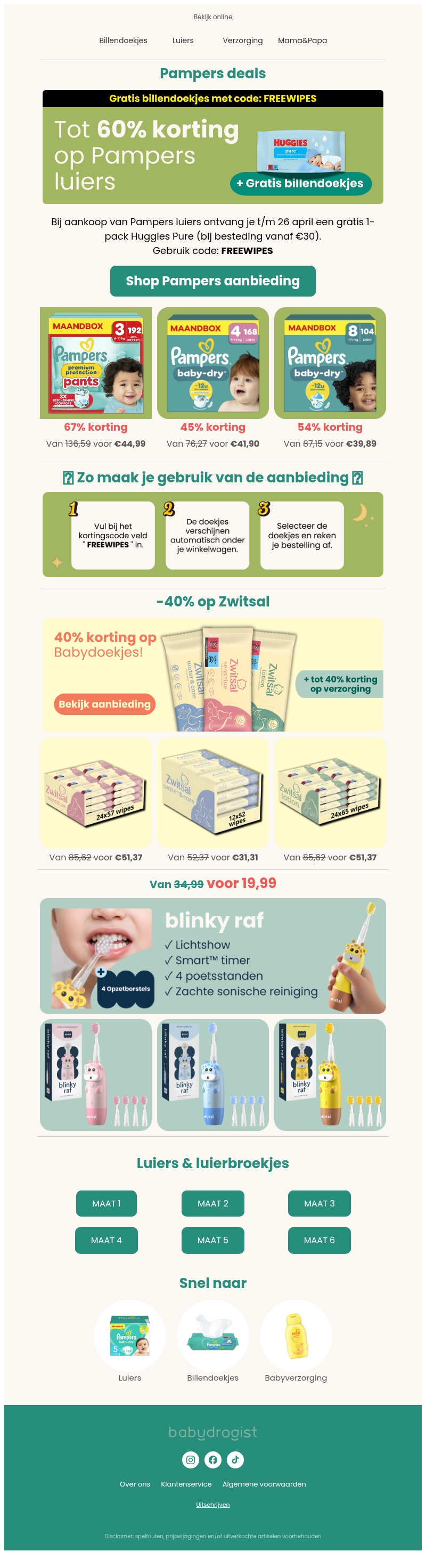 GRATIS billendoekjes 🤩 bij aankoop van luiers! GRATIS billendoekjes 🤩 bij aankoop van luiers!